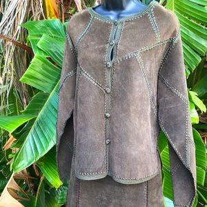 Suede and crochet jacket